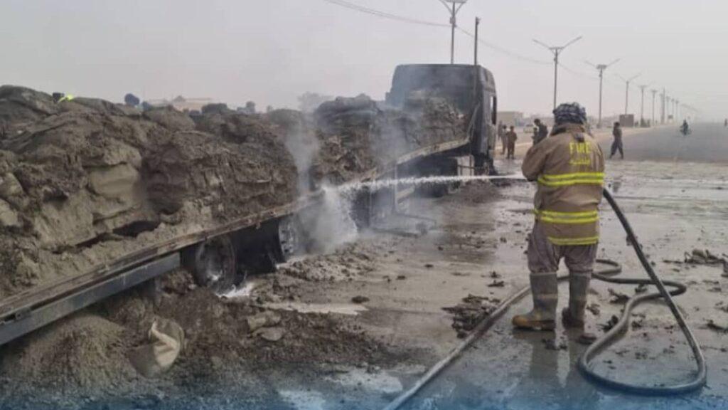 Fire Destroys Cargo Truck in Zaranj